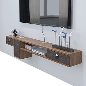 Meuble De Rangement Suspendu Pour Meuble Tv, Console Média Murale, Meuble Tv Flottant De 59 Pouces/Étagère De Rangement, Étag