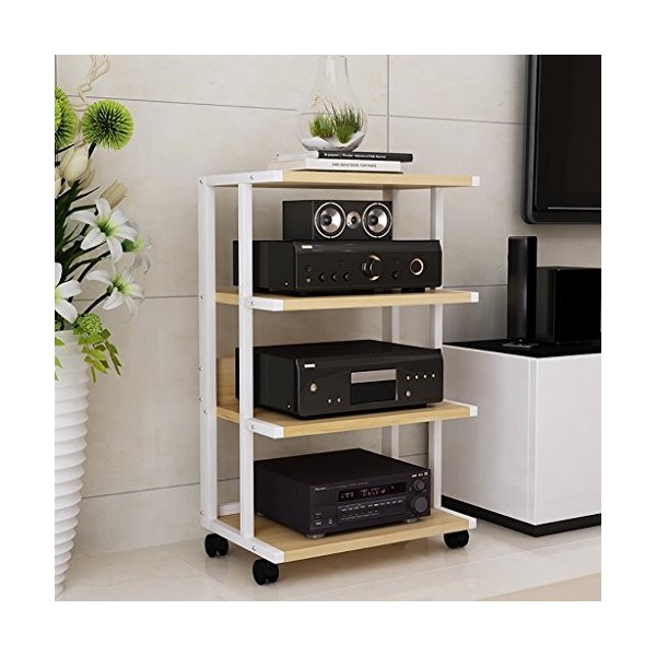 CHAOYANG Supports TV Armoire CD pour Équipement Audio en Rack À 4 Couches avec Poulie Mobile -50 * 40 * 108cm.