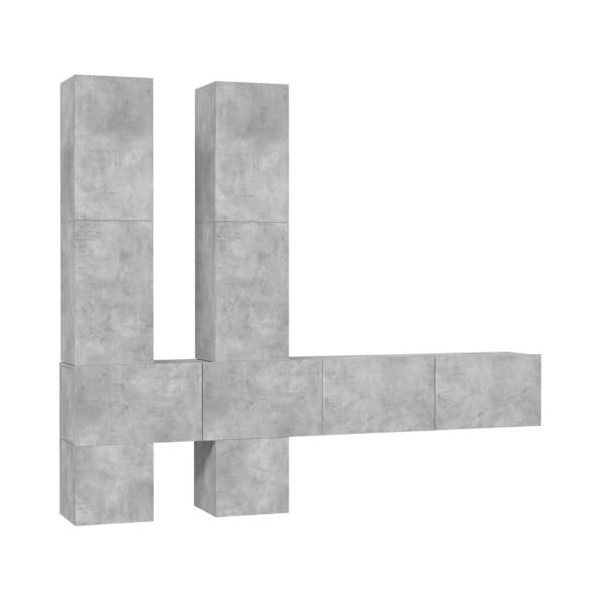 Meuble TV Mural Moderne – Finition Gris béton |Meuble TV et Centre de Divertissement en boisingénierie – Solution Peu encomb