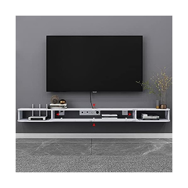 Meuble TV Flottant, Étagère TV Murale en Bois Multifonction avec Gestion des Câbles, pour Bureau De Salle De Divertissement D