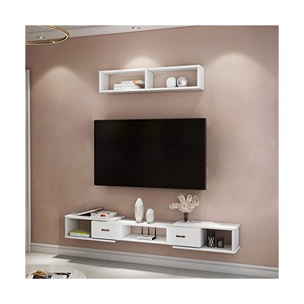 Étagère Flottante Étagère Murale Meuble de télévision Mural avec tiroir Set Top Box routeur Jouet Photo Vase Étagère de Range