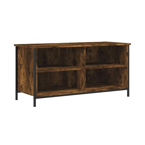 Meuble TV Chêne fumé 100x40x50 cm Bois dingénierie - Table TV Support de Télévision en Bois pour Salon Chambre Salle à Mange