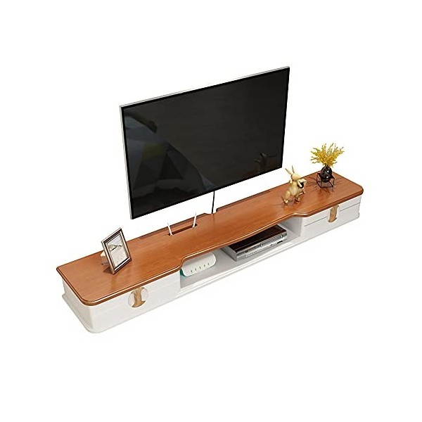 StrOux Meuble TV Flottant Centre Média Mural, Meuble TV Suspendu au Mur en Bois Massif, Mini Meuble Mural pour Petit Appartem
