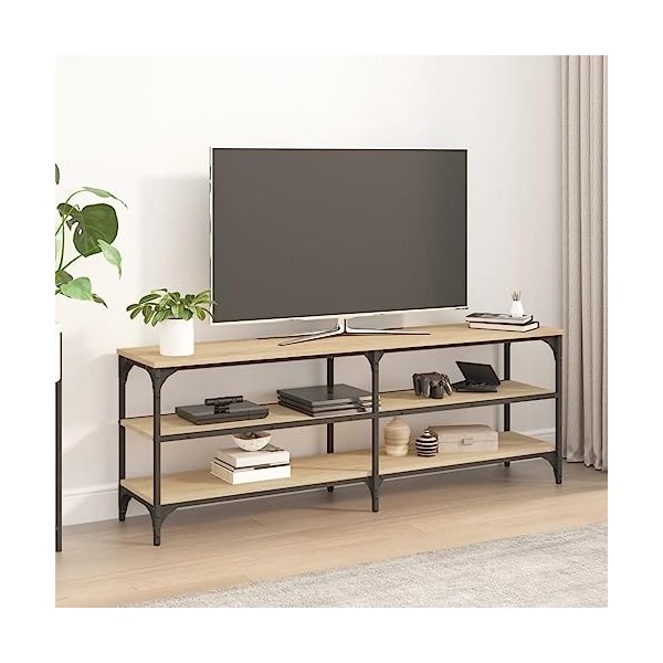 WREWING Meuble TV,Support pour Téléviseur Jusqu’à 50-80 Pouces,Table Télé avec Étagères Réglables,Bas Table TV Support de Tél