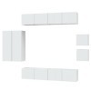 ARKEM Ensemble de Meubles TV 8 pcs Blanc Brillant Bois dingénierie,Meuble TV,Table Basse Salon Meuble TV,Table Basse LED Cou