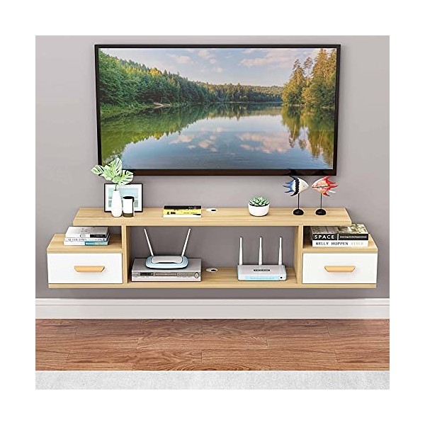 StrOux Meuble TV Flottant Meuble TV Flottant, Meuble TV Mural pour Centre de Divertissement multimédia, Console TV Suspendue 