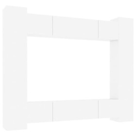 TANZEM Ensemble de Meubles TV 8 pcs Blanc Brillant Bois dingénierie,Meuble TV,Table Basse Salon Meuble TV,Table Basse LED Co