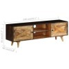 finlon Meuble TV Rustique en Bois Massif Meuble TV en Bois – Meuble TV 140 cm Console multimédia en Bois Meuble de Rangement 