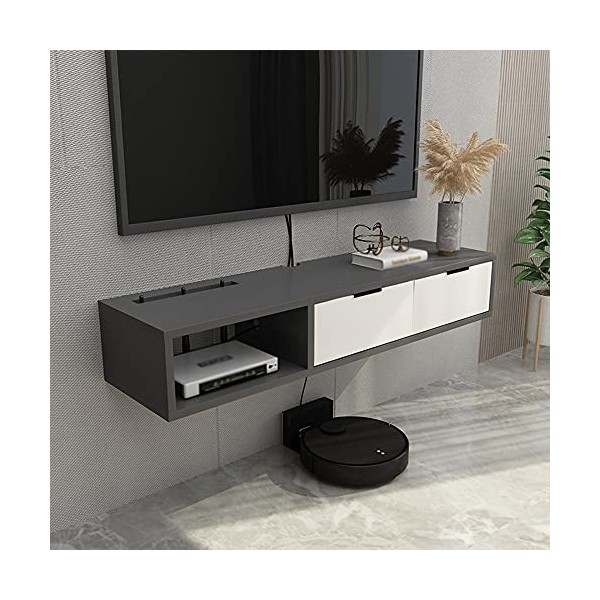 StrOux Meuble TV Flottant Meuble TV Flottant, Meuble TV Mural en Bois avec 2 tiroirs, pour Placer des routeurs, des télécomma
