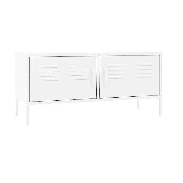 SHAPLE Meuble TV blanc 105 x 35 x 50 cm en acier