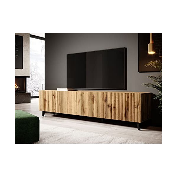 TV Lowboard Vailbo 200, meuble TV, table de sous-placard, table TV, tableau, armoire, meuble TV chêne Wotan 