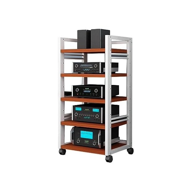 YCOVSFP Meuble De Rangement Multimédia AV À 5 Niveaux, Meuble Multimédia Audio Vidéo en Bois dangle, Adapté À La Maison/Bure