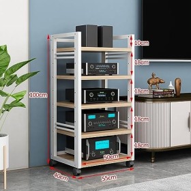 YCOVSFP Meuble De Rangement Multimédia, Meuble De Support Multimédia Audio Vidéo Avec 5 Étagères, Tour De Lecteur CD De Suppo