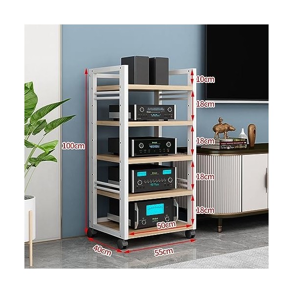 YCOVSFP Meuble De Rangement Multimédia, Meuble De Support Multimédia Audio Vidéo Avec 5 Étagères, Tour De Lecteur CD De Suppo