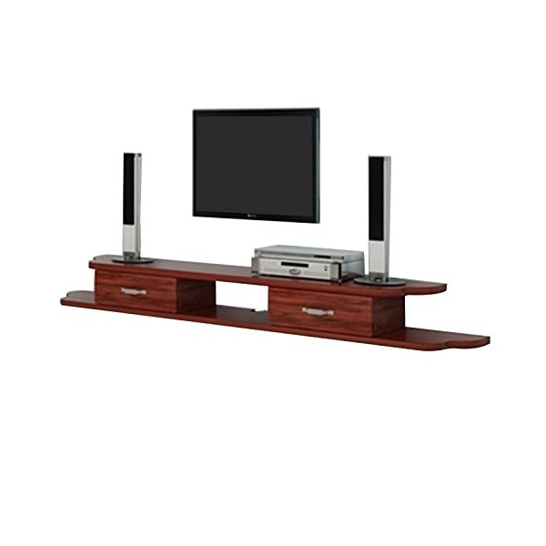 JUNNIU Meuble TV Mural Console Média Murale Asymétrique, Meuble TV Flottant, Étagères De Rangement Murales, Meuble TV 63 Pouc