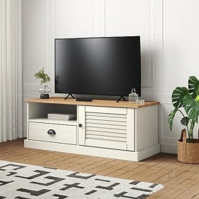 RAUGAJ Centres de divertissement et supports TV, meuble TV VIGO blanc, 106 x 40 x 40 cm, pin massif