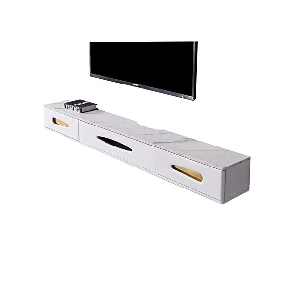 Meuble TV Mural Meuble TV Flottant – Console multimédia Murale avec 2 tiroirs, Meuble TV Flottant pour Centre de Divertisseme