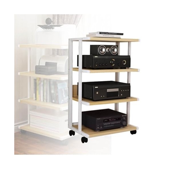 BZJPRFC Armoire Multimédia AV Amovible À 4 Niveaux avec Cadre en Bois Réglable en Hauteur, Tour De Son Stéréo for La Maison,