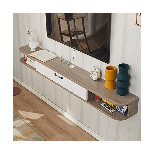 JUNNIU Console multimédia TV Murale, Meuble de Rangement pour Meuble TV Flottant 47,2 Pouces avec tiroir de Rangement, Trou d