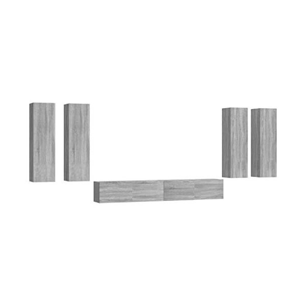 Camerina Ensemble de Meubles TV 6 pcs Sonoma Gris Bois dingénierie,Meuble TV,Table Basse Salon Meuble TV,Table Basse LED Cou