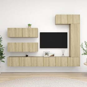 WREWING Meuble TV,Bas Table TV Support de Télévision en Bois pour Salon Chambre Salle à Manger,Support pour Téléviseur Jusqu’
