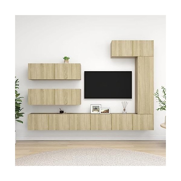 WREWING Meuble TV,Bas Table TV Support de Télévision en Bois pour Salon Chambre Salle à Manger,Support pour Téléviseur Jusqu’