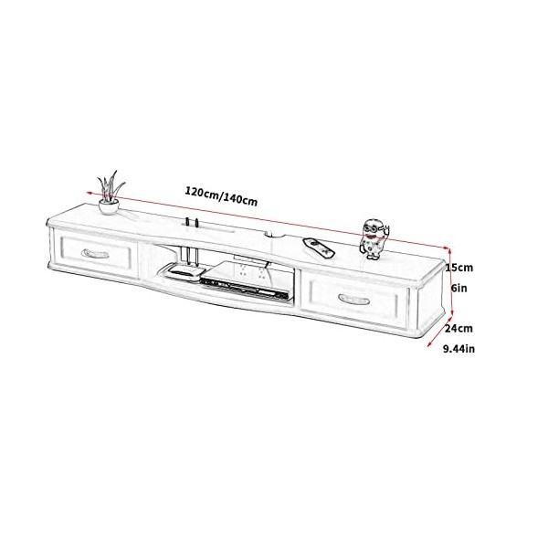 XIBANY Meuble TV Mural Meuble TV Flottant pour Salon Chambre, Centre De Divertissement Mural avec 2 Tiroirs, 47,2/55,1 Ét