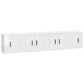 Home Hardware Businese Meuble TV 4 pièces en bois Blanc brillant