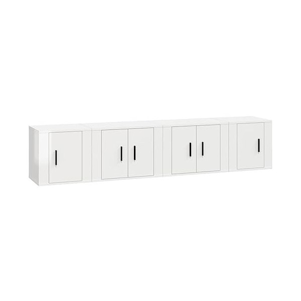 Home Hardware Businese Meuble TV 4 pièces en bois Blanc brillant
