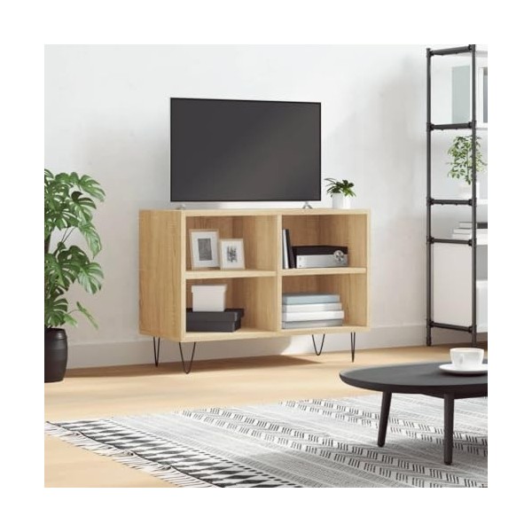 Tidyard Meuble TV Banc TV Meuble de Salon chêne Sonoma 69,5 x 30 x 50 cm Bois dingénierie