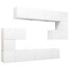 TANZEM Ensemble de Meuble TV 10 pcs Blanc Aggloméré,Meuble TV,Table Basse Salon Meuble TV,Table Basse Couleurs