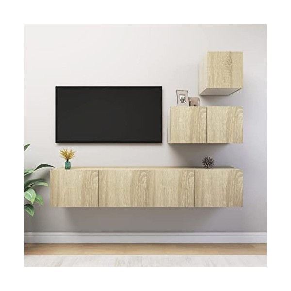 DCRAF Home Hardware Businese Meuble TV 4 pièces en chêne Sonoma