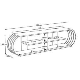 [en.casa] Meuble TV de Salon Banc Télé Industriel Support Rangement Console Jeux Etagères Panneau de Particules Métal 172 x 3