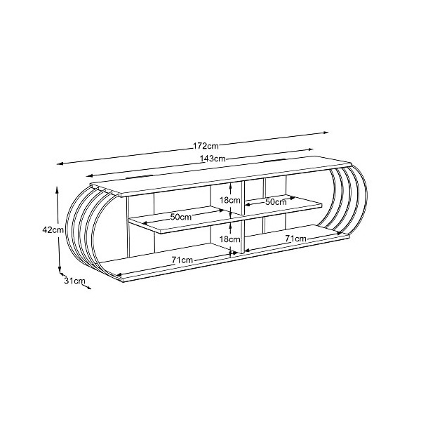 [en.casa] Meuble TV de Salon Banc Télé Industriel Support Rangement Console Jeux Etagères Panneau de Particules Métal 172 x 3
