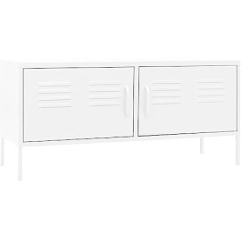 GANDUS Meuble TV en acier blanc 105 x 35 x 50 cm