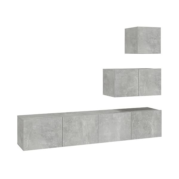 HEPBAK Meuble TV 4 pièces Gris béton