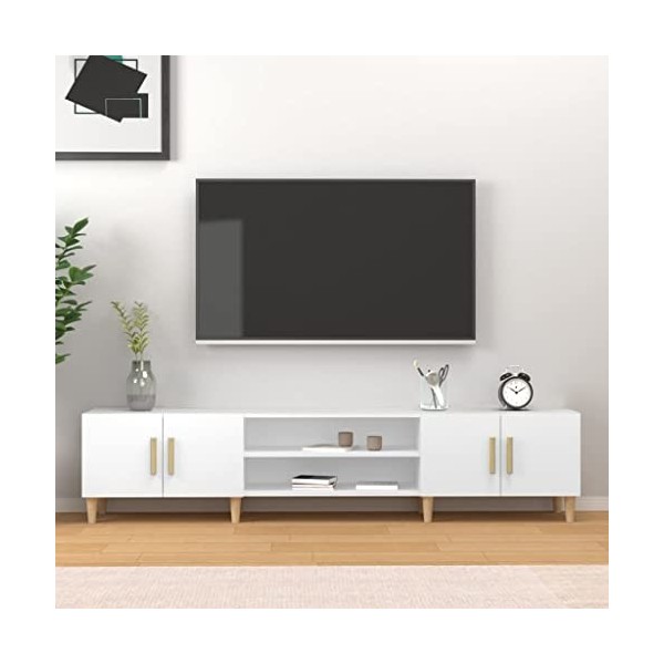 HEPBAK Meuble TV blanc 180 x 31,5 x 40 cm