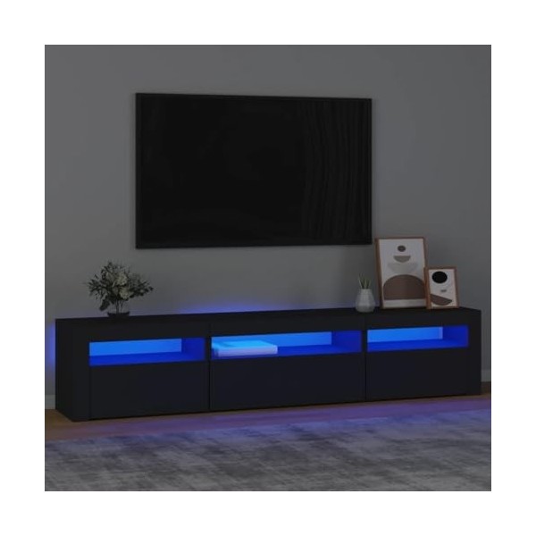 TECHPO Centres de divertissement et supports TV, meuble TV avec lumières LED noir, 195 x 35 x 40 cm