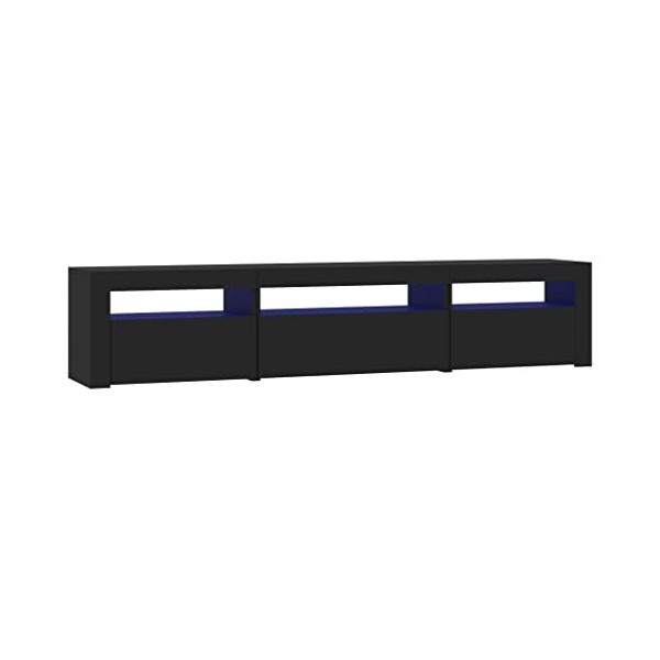 TECHPO Centres de divertissement et supports TV, meuble TV avec lumières LED noir, 195 x 35 x 40 cm