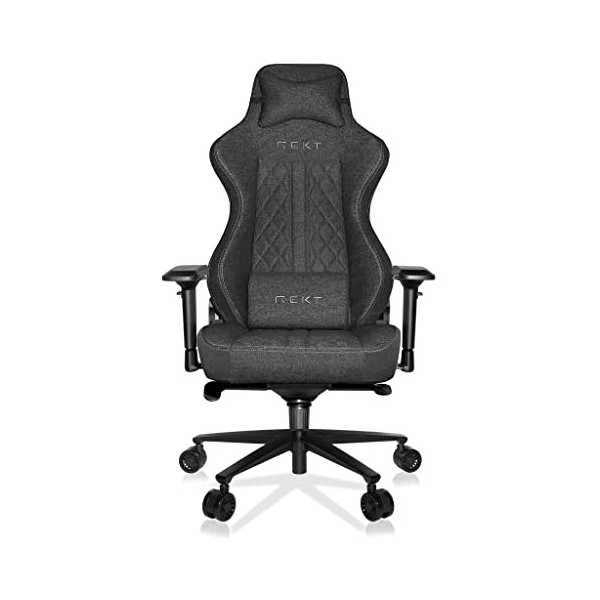 REKT ULTIM8 Plus - Chaise de Bureau Gaming XL Grand Taille en Tissu Premium - Inclinable à 180 ° - Accoudoirs 4D - Coussin Aj