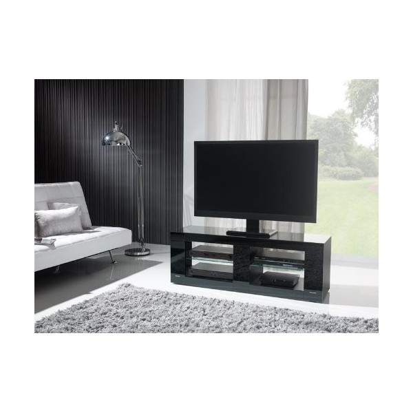 Gisan PLS59NE Meuble TV pour Ecran Plat 137 x 49,5 x 42 cm Noir Laqué