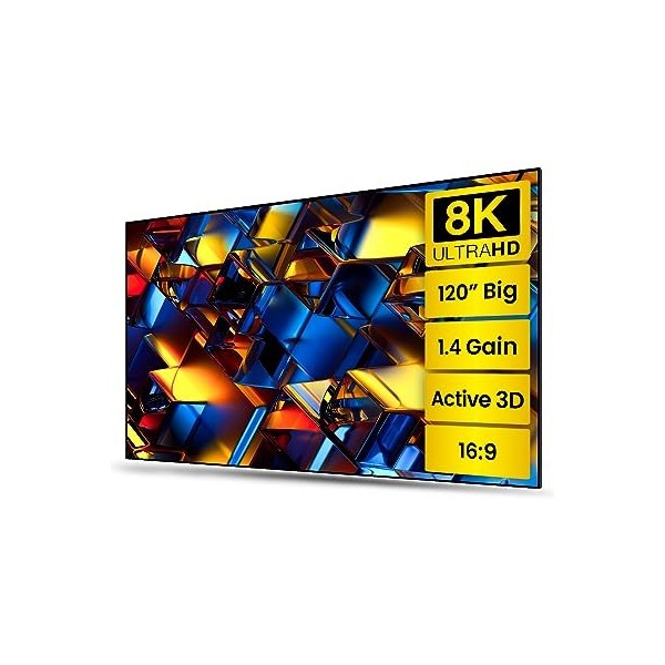 Écran de Projection 120 Pouces, 4K HD 16: 9 ALR écran de Projecteur, Écran Anti-Plis pour Vidéoprojecteurs, 1.4 Gain, pour In