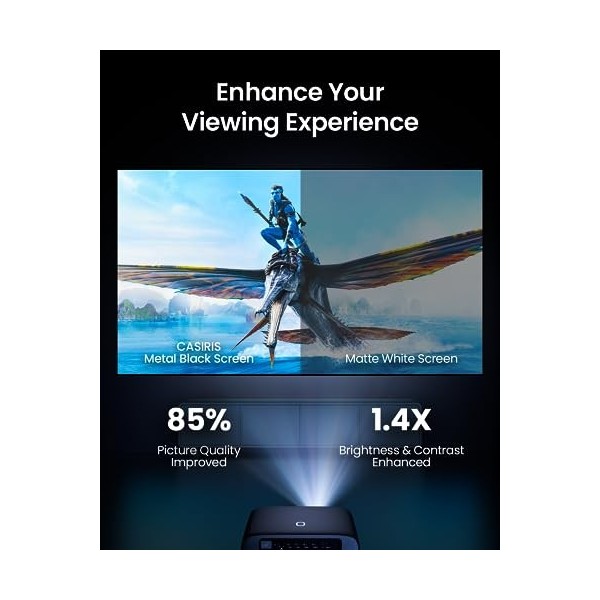 Écran de Projection 120 Pouces, 4K HD 16: 9 ALR écran de Projecteur, Écran Anti-Plis pour Vidéoprojecteurs, 1.4 Gain, pour In