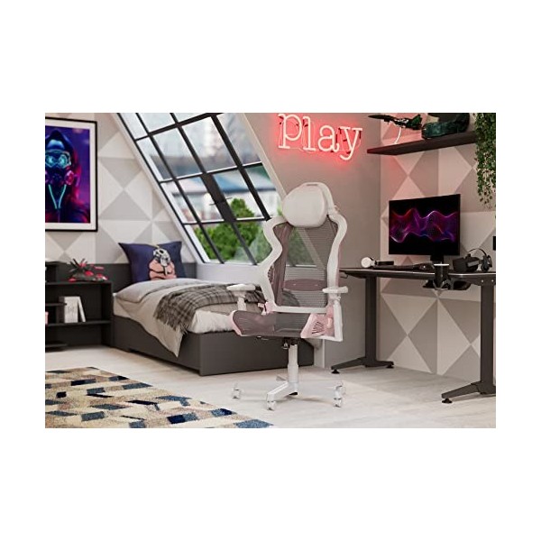DXRacer loriginal Air R1S Chaise&nbsp;Gaming, Nylon, Gris-Rose-Gris, Jusquà 2 m