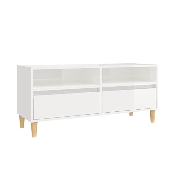vidaXL Meuble TV, Armoire de Télévision avec Rangement, Meuble Télé Salon Salle de Séjour Intérieur, Scandinave, Blanc Brilla