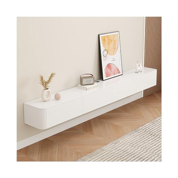 Meuble TV Flottant Étagères Murales pour Console Multimédia TV Centre De Divertissement avec Tiroir Et Porte pour Salon Et Bu