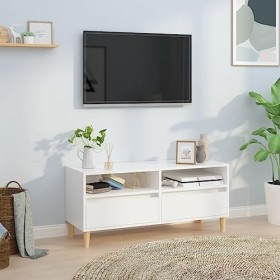 vidaXL Meuble TV, Armoire de Télévision avec Rangement, Meuble Télé Salon Salle de Séjour Intérieur, Scandinave, Blanc Brilla