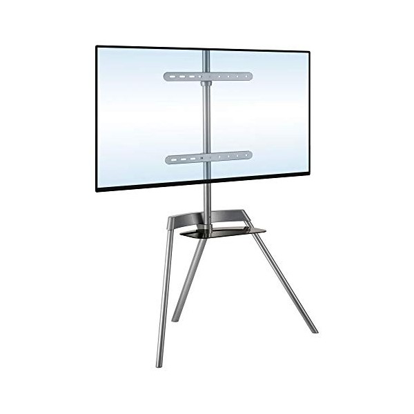 Meuble TV minimaliste – Trépied TV en acier robuste | Peut supporter jusquà 39,9 kg et sadapte aux écrans plats et incurvés