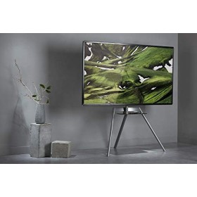 Meuble TV minimaliste – Trépied TV en acier robuste | Peut supporter jusquà 39,9 kg et sadapte aux écrans plats et incurvés