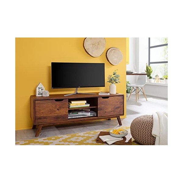 Meuble TV - Bois Massif de Palissandre laqué Noisette - MALMÖ 2 119